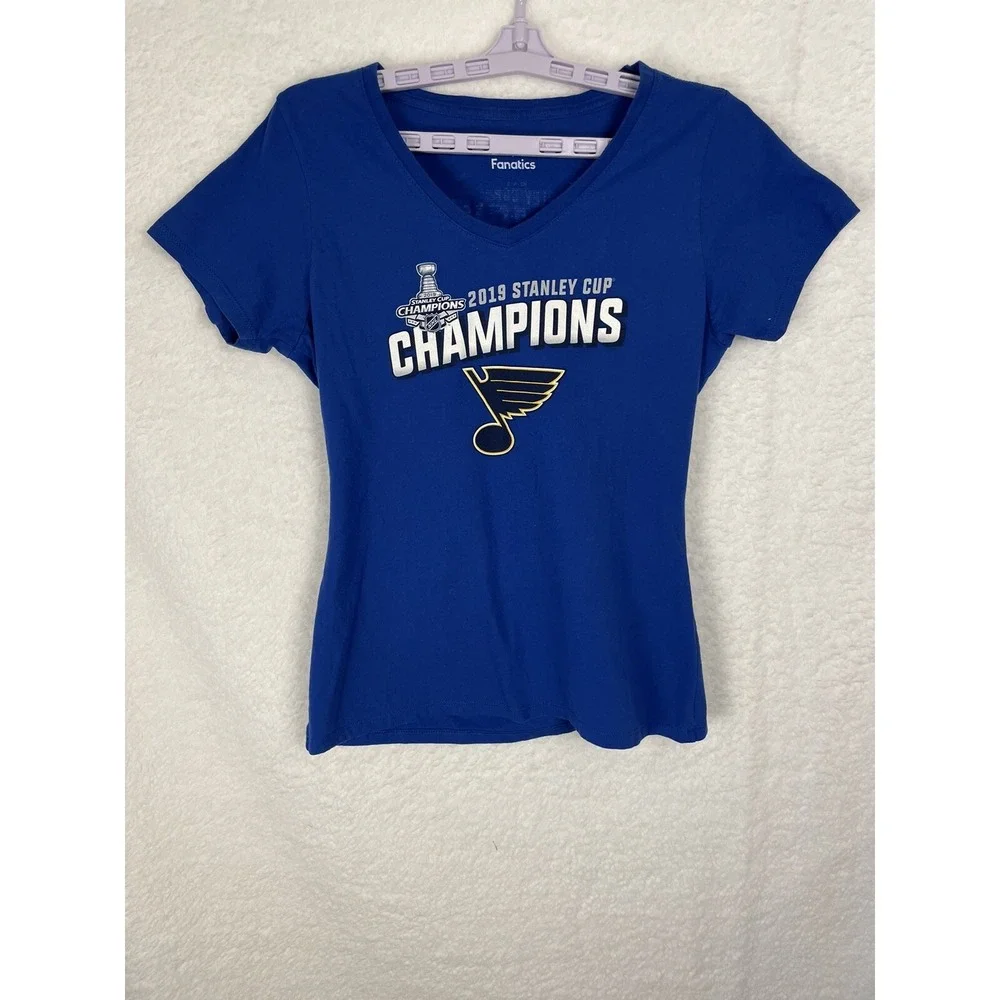 St Louis Blues Fanatics Women Small T‎ shirt 2019 Stanley Cup Champions NHL